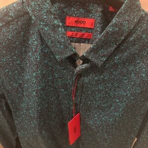 HUGO Teal Patterned Shirt